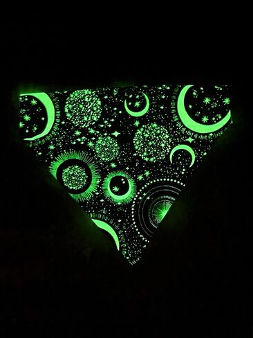Glow in the Dark Black and White Moons and Stars Over the Collar Dog Bandana That Slips onto Their Existing Collar Size Small in Saudi Arabia