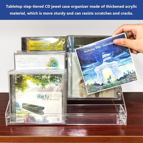 حامل أقراص مضغوطة من الأكريليك الشفاف مكون من 3 طبقات رف تخزين أقراص مضغوطة، رف عرض DVD/CD وحامل تخزين سجل الفينيل يحمل ما يصل إلى 24 حافظة أقراص مضغوطة قياسية لتخزين وتنظيم أرفف الوسائط (شفاف، حجم متوسط) in Kuwait