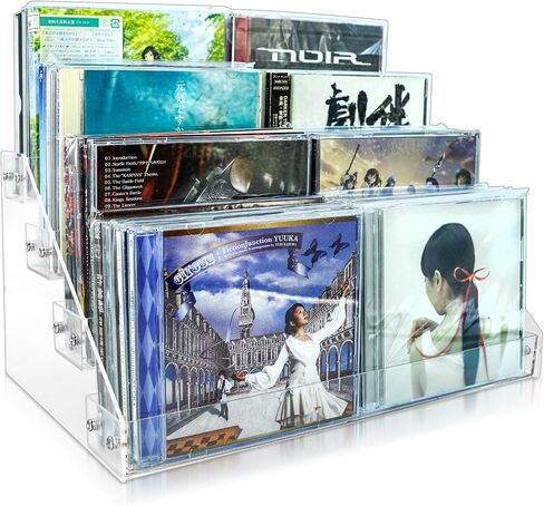 حامل أقراص مضغوطة من الأكريليك الشفاف مكون من 3 طبقات رف تخزين أقراص مضغوطة، رف عرض DVD/CD وحامل تخزين سجل الفينيل يحمل ما يصل إلى 24 حافظة أقراص مضغوطة قياسية لتخزين وتنظيم أرفف الوسائط (شفاف، حجم متوسط) in Kuwait