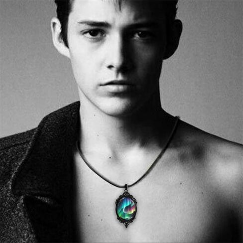 Aurora Necklace for Men Women Delicate Handmade Vintage Boho Punk Gothic Aurora Borealis Northern Lights Landscape Pendant Necklace Jewelry Gifts (Aurora) in Saudi Arabia