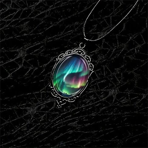 Aurora Necklace for Men Women Delicate Handmade Vintage Boho Punk Gothic Aurora Borealis Northern Lights Landscape Pendant Necklace Jewelry Gifts (Aurora) in Saudi Arabia