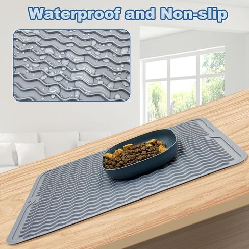 قطعتان من سجادة طعام الكلاب من Fhiny، من السيليكون مقاس 11.8 × 15.7 بوصة، مفرش طعام للقطط غير قابل للانزلاق، مقاوم للماء، سهل التنظيف، مناسب لأطباق الأطباق الصغيرة والمتوسطة الحجم للحيوانات الصغيرة، يحمي الأرضية باللون الرمادي in Kuwait