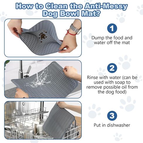 قطعتان من سجادة طعام الكلاب من Fhiny، من السيليكون مقاس 11.8 × 15.7 بوصة، مفرش طعام للقطط غير قابل للانزلاق، مقاوم للماء، سهل التنظيف، مناسب لأطباق الأطباق الصغيرة والمتوسطة الحجم للحيوانات الصغيرة، يحمي الأرضية باللون الرمادي in Kuwait