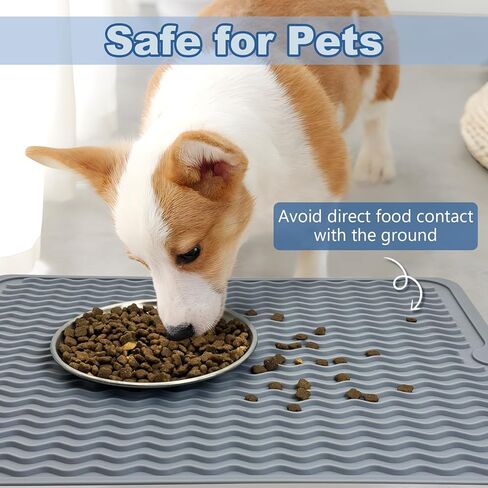 قطعتان من سجادة طعام الكلاب من Fhiny، من السيليكون مقاس 11.8 × 15.7 بوصة، مفرش طعام للقطط غير قابل للانزلاق، مقاوم للماء، سهل التنظيف، مناسب لأطباق الأطباق الصغيرة والمتوسطة الحجم للحيوانات الصغيرة، يحمي الأرضية باللون الرمادي in Kuwait