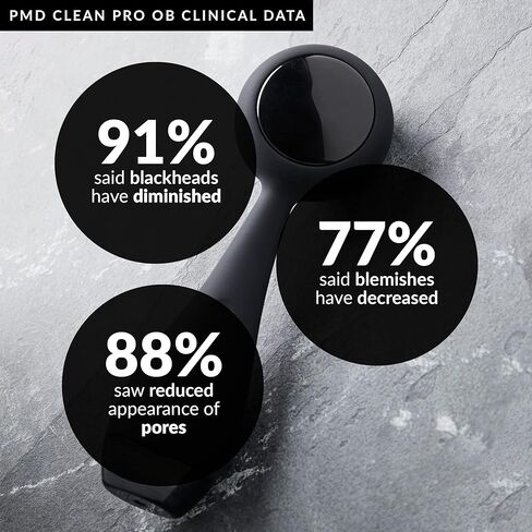 PMD Beauty Clean Pro OB - Smart Facial Cleansing Device with Silicone Brush & Obsidian Gemstone ActiveWarmth Anti-Aging Massager - Waterproof - SonicGlow Vibration - Clear Pores & Blackheads in Saudi Arabia