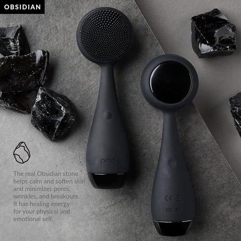 PMD Beauty Clean Pro OB - Smart Facial Cleansing Device with Silicone Brush & Obsidian Gemstone ActiveWarmth Anti-Aging Massager - Waterproof - SonicGlow Vibration - Clear Pores & Blackheads in Saudi Arabia