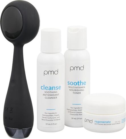PMD Beauty Clean Pro OB - Smart Facial Cleansing Device with Silicone Brush & Obsidian Gemstone ActiveWarmth Anti-Aging Massager - Waterproof - SonicGlow Vibration - Clear Pores & Blackheads in Saudi Arabia