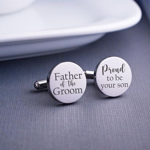Love Georgie, Father of the Groom, Proud to be Your Son Cufflinks, Wedding Gift for Groom's Dad, Round Steel or Gold (Steel) in Saudi Arabia