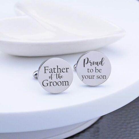 Love Georgie, Father of the Groom, Proud to be Your Son Cufflinks, Wedding Gift for Groom's Dad, Round Steel or Gold (Steel) in Saudi Arabia