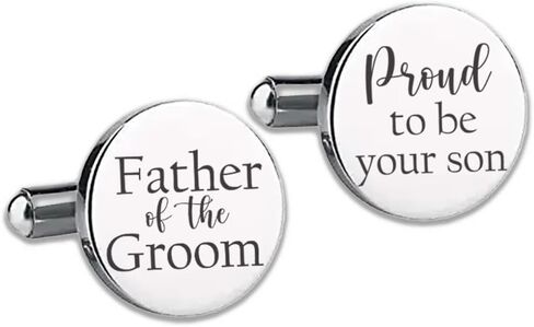 Love Georgie, Father of the Groom, Proud to be Your Son Cufflinks, Wedding Gift for Groom's Dad, Round Steel or Gold (Steel) in Saudi Arabia
