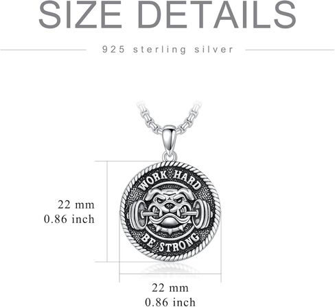 SIMONLY قلادة الدمبل من الفضة الاسترليني قلادة الحديد قلادة الصالة الرياضية مجوهرات اللياقة البدنية هدايا للرجال الأب in Kuwait