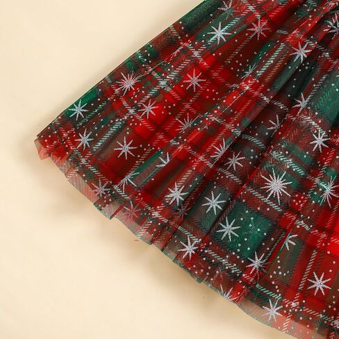 Toddler Girl Christmas Dress Square Neck Sleeveless Layered Tulle Dress Princess Dress Christmas Outfit in Kuwait