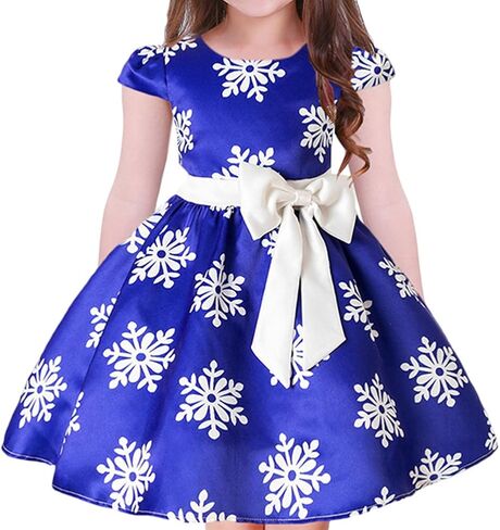 Toddler Baby Girls Christmas Snowflake Dress Bowknot Belt Xmas Party Holiday Dresses in Saudi Arabia