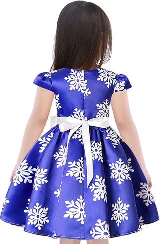 Toddler Baby Girls Christmas Snowflake Dress Bowknot Belt Xmas Party Holiday Dresses in Saudi Arabia