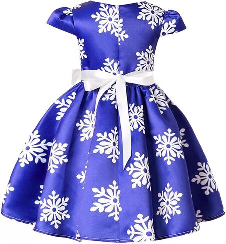 Toddler Baby Girls Christmas Snowflake Dress Bowknot Belt Xmas Party Holiday Dresses in Saudi Arabia