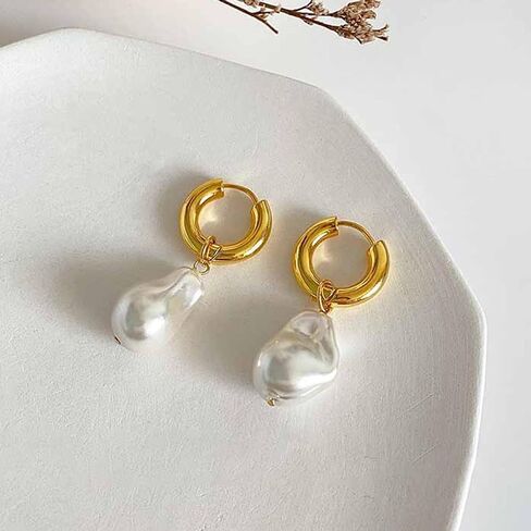 3Pairs Pearl Earring Stacks Dainty 14K Gold Plated Earring Sets for Multiple Piercing Huggie Hoop Earrings for Women Trendy Cartilage Stud Earrings for Teen Girls Jewelry in Saudi Arabia