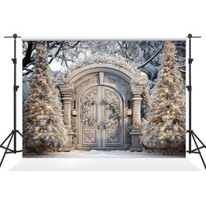 Kate 8×8ft Christmas Background Photography Outdoor Snow Scene Christmas Tree Theme Photo Background Christmas Party Photo Booth Studio Prop Background