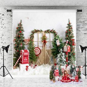 Kate Christmas Photography Backdrop Xmas Tree Winter Snow Mail Box Background for Kids Video Studio Props (10x8ft)