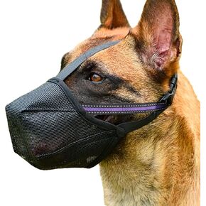 Dog Muzzle - Soft Mesh Muzzle for Small Medium Large Dogs Labrador German Shepherd - Adjustable Puppy Muzzles for Scavenging Biting Licking and Chewing - Allows Panting and Drinking (M)