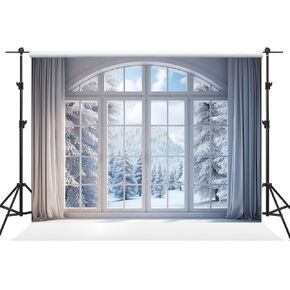 Kate 8×8ft Winter Photo Backdrop Photography Christmas Window Snow Forest Decoration Background Xmas Photography Studio Prop Photos Video Party