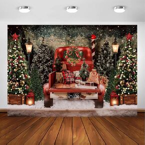 Avezano Christmas Photography Backdrop Red Truck Xmas Pine Trees Holiday Party Decorations Merry Christmas Background Winter Festival Family Kids Photo Booth Props (8x6ft)