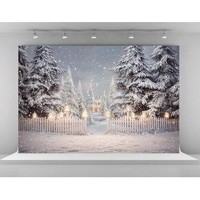 Kate 10x8ft Winter Snowflake Backdrops for Photography Frozen Tree Background White House Wooden Fence Backgrounds Holiday Party Decoration Studio Backdrop