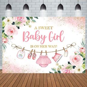 Aperturee 5x3ft Cute Clothes Baby Shower Backdrop for Boys a Sweet Baby Boy is on The Way Newborn Kids Blue Leaves Gold Dots Baby Shower Party Decorations Banner Supplies Photo Booth Props