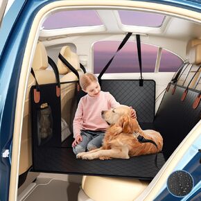 Back Seat Extender for Dogs Hard Bottom Car Seat Cover for Dogs 2024 Upgrade Materials Holds 400lbs with Car Door Protector, Waterproof Dog Car Seat Cover Hammock Bed for Cars Suvs Trucks Back Seat