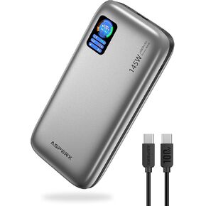 AsperX Power Bank,24,000mAh 145W Portable Charger,TFT Smart Display,3-Port USB C PD 3.1 Fast Charging Battery Pack for Laptop MacBook,ipad,iPhone 15/14/13, Dell XPS, Galaxy S24, Steam Deck, AirPods