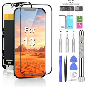 for iPhone 14 Pro Screen Replacement 6.1" COF LCD Sceen & 3D Touch IPS FHD Digitizer Full Assembly with Repair Tools Screen Protector Waterproof Frame Sticker for A2890, A2650, A2889, A2892