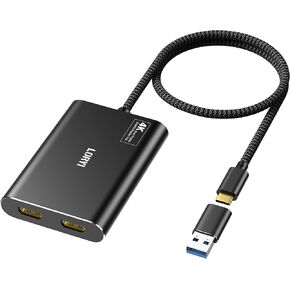 DisplayLink USB/USB-C to Dual HDMI Adapter 4K@60Hz HDMI Splitter for M1/M2/M3 Mac, Supports Extended Mode, Multiple Monitor Compatible with Windows,Mac OSDriver Required