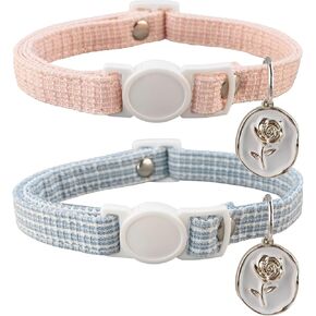 4 Pack Breakaway Cat Collar, Heart & Flower Charm Kitten Collar, Cute Cat Collar with Bell, Safety Adjustable Ideal for Girl Boy Cats