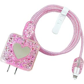 Luxury Cable Protector for iPhone18W/20W Charger Protector Cover,Sparkle Design for iPhone Charger Protector Cute Wave Edge,Phone Charger Cord Protector Women Girl,Soft Data Line Cable Wire Saver