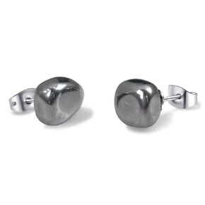 Hematite Stud Earrings, Natural Stone Earrings for Women, Hypoallergenic Stainless Steel Earrings for Men