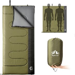 Night Cat Camping Sleeping Bag for Adults Portable Lightweight Backpacking Hiking Traveling Indoor Outdoor Temperature 5-15℃ Switch to a Quilt or Blanket