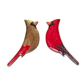 Northern cardinal handmade stud bird earrings for women stainless steel post (Female - male)