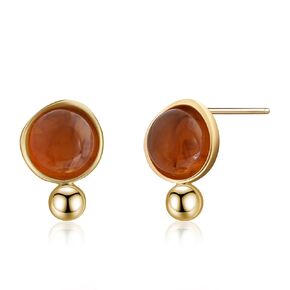 Amber Gold Stud Earrings Brown Earrings for Women Handmade Earrings Small Gemstone Earrings Stud Amber Stone Earrings for Gift