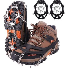 WIN.MAX Crampons for Shoes, Traction Cleats Ice Snow Grips with 19 Stainless Steel Spikes, Shoe Talons Anti - Slip Boots Spikes for Walking, Jogging, Climbing and Hiking