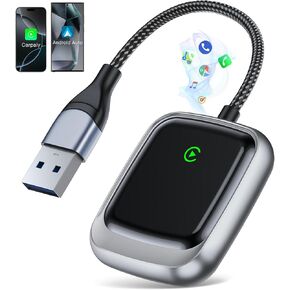 Wireless Carplay Adapter & Android Auto Wireless Adapter, 2-in-1 Converts Wired to Wireless Carplay Dongle for Plug & Play Carplay Android Auto Car with Apple iPhone iOS 10+ / Android 11+