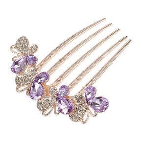 VOCOSTE Women Rhinestone Inlaid Flower Hair Comb Hairpin Hair Accessory Side Comb Clips Rhinestone Head Pieces Navy Blue