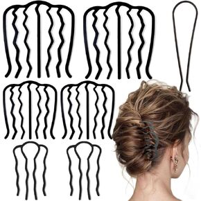 7 Pcs Metal Hair Side Combs Hair Fork Clip Teeth Hair Pin Stick for Updo Bun, U Shape Hair Combs for Vintage Hairstyle Hair Accessories, Thick&Fine Hair Combination