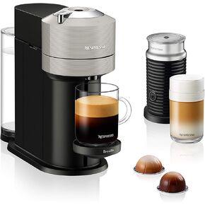 Nespresso Vertuo Next Coffee & Espresso Maker by Breville, Light Grey | Light grey coffee machine with slim, sustainable design. Brews 6 cup sizes, espresso to 18 oz., all topped with crema. in Saudi Arabia