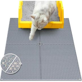 Honeycomb Cat Litter Mat, Efficiently Silicone Cat Litter Trapping Mat, Cat Mat for Litter Box(Large-24 x32-Grey)