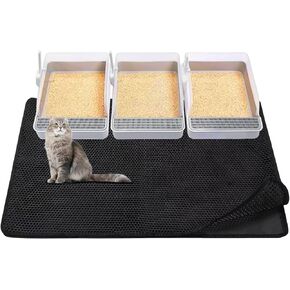 Cat Litter Mat,45"x32" Extra Large Cat Litter Box Mat,Honeycomb Double Layer Kitty Litter Trapping Mat,Velcro Connect,Soft EVA Material,Urine & Waterproof,Scatter Control,Easy Clean,Washable