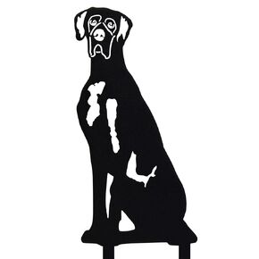 Black Powder Coated Metal Great Dane Dog Silhouette Yard Stake (Large)