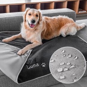 بطانية GoTags للكلاب مخصصة بالاسم، بطانيات صوف مطرزة مخصصة للأريكة والسيارة والسرير والمنزل، بطانية شيربا دافئة وناعمة ومريحة لكلبك أو جرو (كبير) in Kuwait