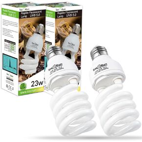 23 W UVA UVB 15.0 Reptile Lights Energy Saving Reptile Heat Lamp UVB Bulb Spiral Compact Bulb Fit for Rainforest Type Reptile/Snake/Lizard/Insect/Turtle/Tortoise-2Pack