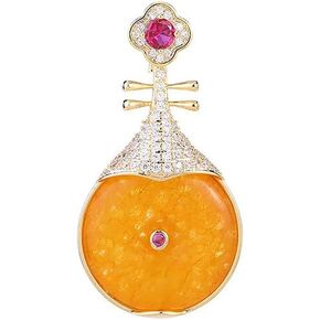 14K Gold Pipa-Shaped Brooch with Moissanite Accents - Elegant Chinoiserie Handcrafted Jewelry, Unique Shawl Pin for Women, Ideal Gift for Birthdays and Special Events