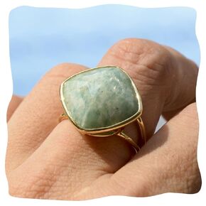 Amethyst Ring, Square Amethyst Crystal Ring for Women, February Birthstone Ring Adjustable Gold Purple Ring for Amethyst Jewelry (amethyst)