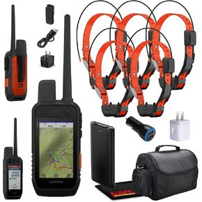 نظام تتبع وتدريب الكلاب المتقدم المحمول من Garmin Alpha 300i مع حزمة تقنية inReach مع 5X من Garmin أطواق الكلاب Alpha TT25 وطوق التدريب مع حقيبة GPS الميدانية + الملحقات
